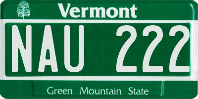 VT license plate NAU222
