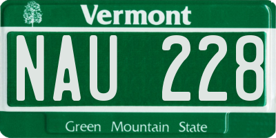 VT license plate NAU228