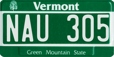 VT license plate NAU305