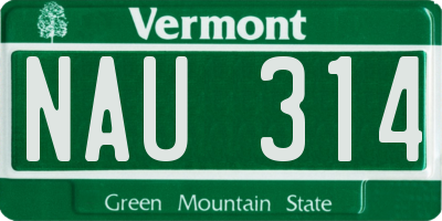VT license plate NAU314