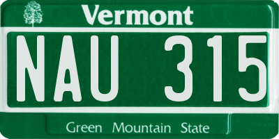 VT license plate NAU315