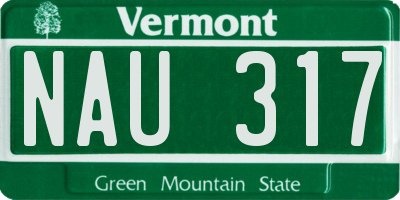 VT license plate NAU317