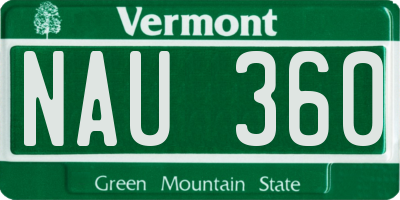 VT license plate NAU360