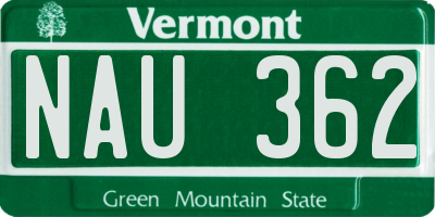 VT license plate NAU362
