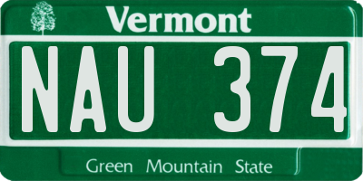 VT license plate NAU374