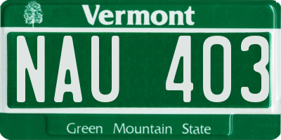 VT license plate NAU403