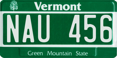 VT license plate NAU456