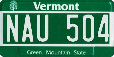 VT license plate NAU504