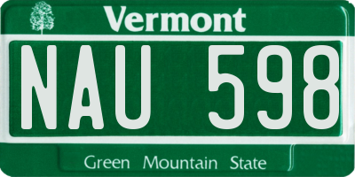 VT license plate NAU598
