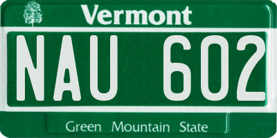 VT license plate NAU602