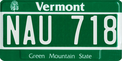 VT license plate NAU718