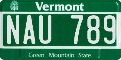VT license plate NAU789