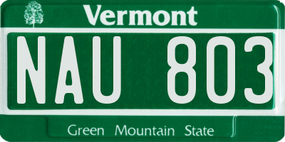 VT license plate NAU803