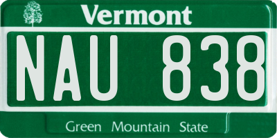VT license plate NAU838