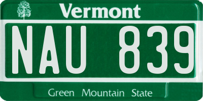 VT license plate NAU839