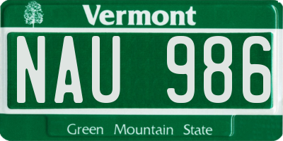 VT license plate NAU986