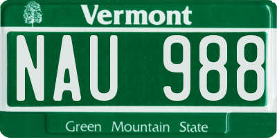 VT license plate NAU988