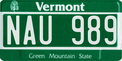 VT license plate NAU989