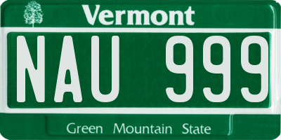 VT license plate NAU999