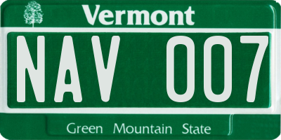 VT license plate NAV007