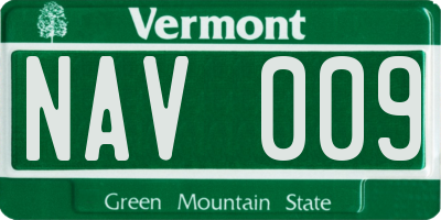 VT license plate NAV009