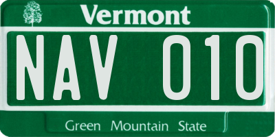VT license plate NAV010