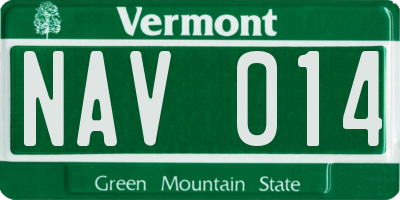 VT license plate NAV014