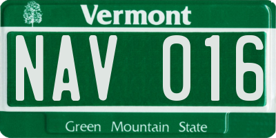 VT license plate NAV016