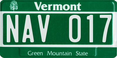VT license plate NAV017