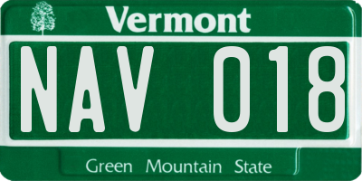 VT license plate NAV018