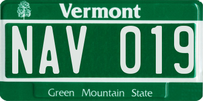 VT license plate NAV019