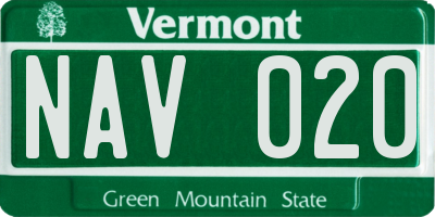 VT license plate NAV020