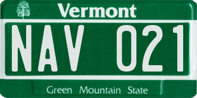 VT license plate NAV021