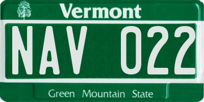 VT license plate NAV022