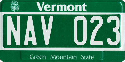 VT license plate NAV023