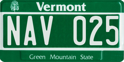 VT license plate NAV025