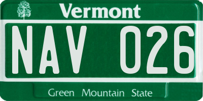 VT license plate NAV026