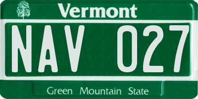 VT license plate NAV027