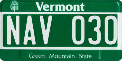 VT license plate NAV030