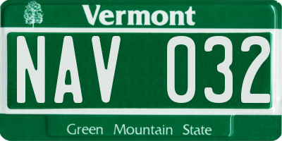 VT license plate NAV032