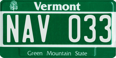 VT license plate NAV033