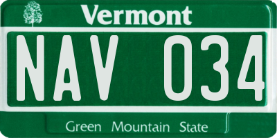 VT license plate NAV034