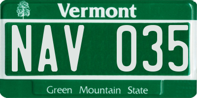 VT license plate NAV035