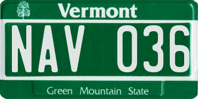 VT license plate NAV036