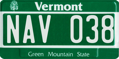 VT license plate NAV038