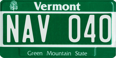 VT license plate NAV040