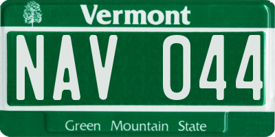 VT license plate NAV044