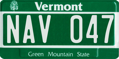 VT license plate NAV047