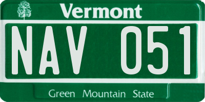 VT license plate NAV051