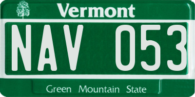 VT license plate NAV053